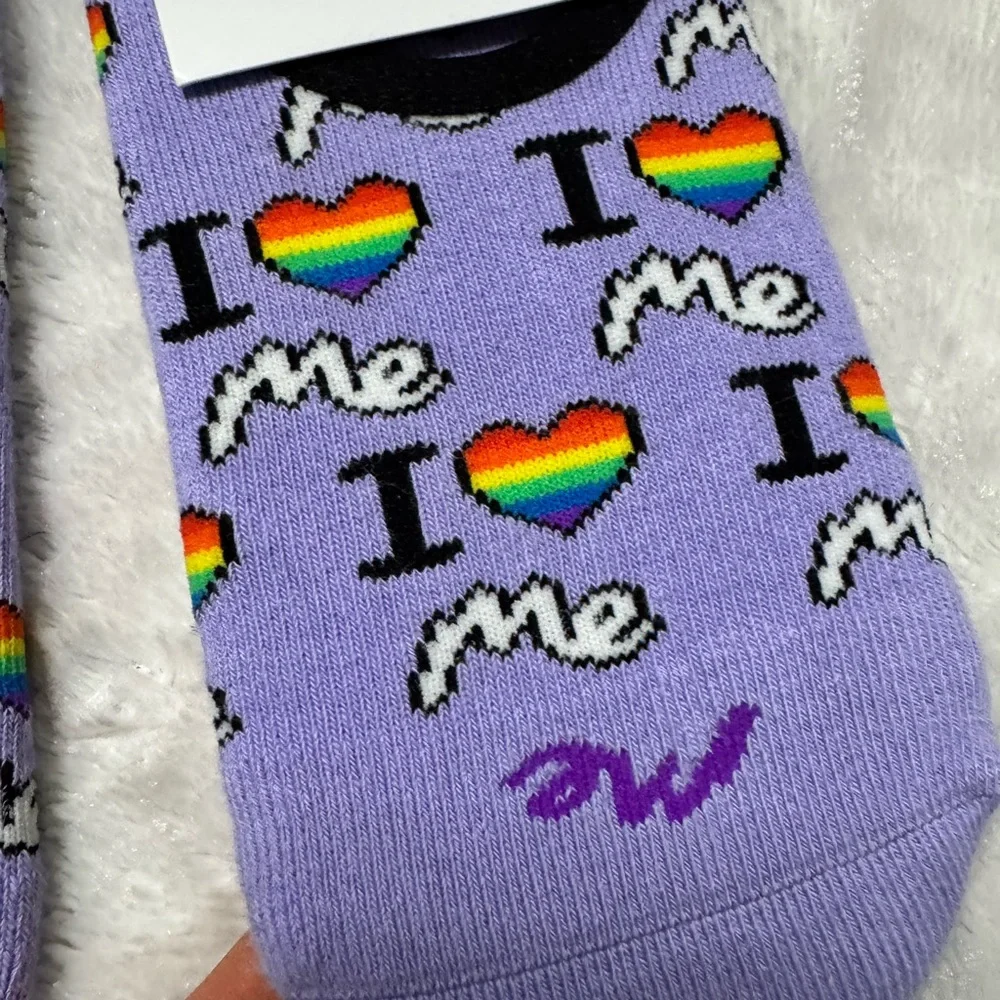 NWT- MeUndies Pima Cotton Lavender Rainbow Love No Show Seamless Sock Bundle